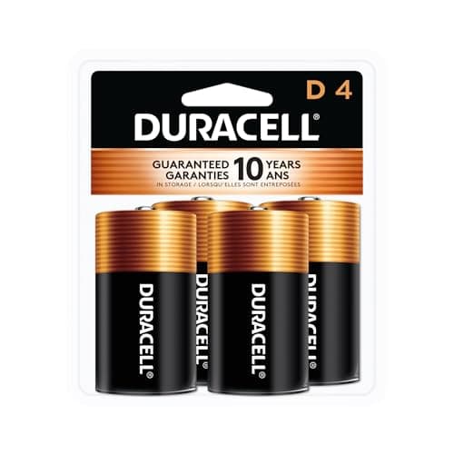 Duracell Coppertop D Batteries, 4 Count (1 Pack), D Battery with Long-lasting Power, All-Purpose Alkaline Battery for Household and Office Devices
